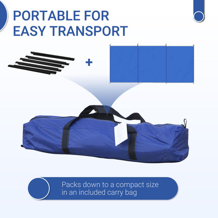 Foldable Portable Camping Windbreak 4.5x1.5m Water-Resistant Fabric - Blue