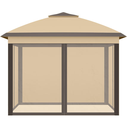 11 Foot Pop Up Canopy Tent with Adjustable Height and Mesh Sidewalls - Beige