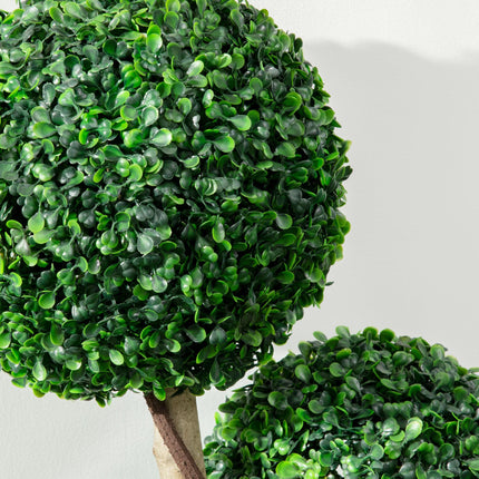 Decorative Artificial Boxwood Ball Topiary Tree 90cm in Pot for Indoor Outdoor Decor - Dark Green