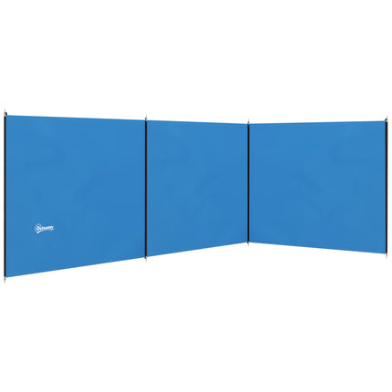 5 Pole Camping Windbreak with Steel Poles and Carry Bag - Blue