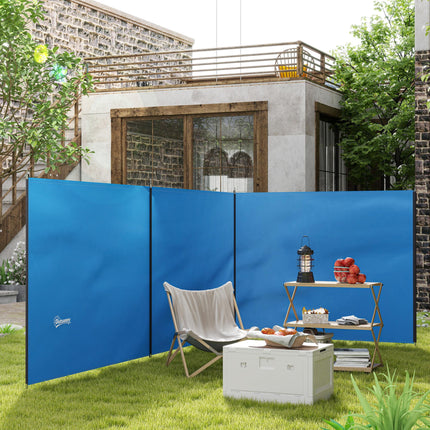 5 Pole Camping Windbreak with Steel Poles and Carry Bag - Blue