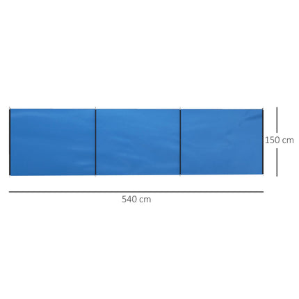 5 Pole Camping Windbreak with Steel Poles and Carry Bag - Blue