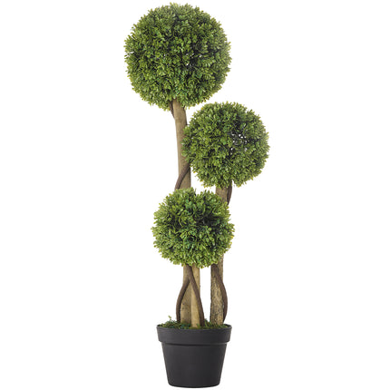 90 cm Decorative Artificial Boxwood Ball Topiary Tree in Pot for Indoor Outdoor Decor - Light Green