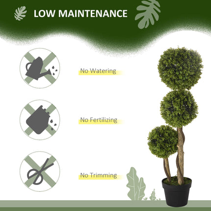 90 cm Decorative Artificial Boxwood Ball Topiary Tree in Pot for Indoor Outdoor Decor - Light Green