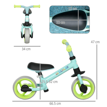 Adjustable Lightweight Kids Balance Bike with EVA Wheels - Green