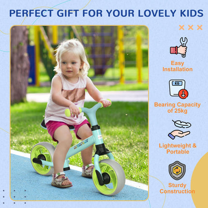 Adjustable Lightweight Kids Balance Bike with EVA Wheels - Green