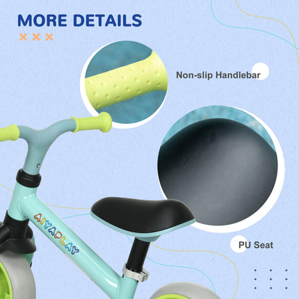 Adjustable Lightweight Kids Balance Bike with EVA Wheels - Green