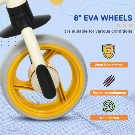 Adjustable Lightweight Kids Balance Bike with EVA Wheels - Orange