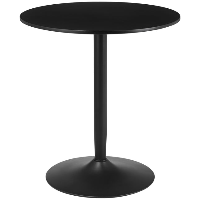 Round Small Dining Table with Steel Base and Non-Slip Pads - Black