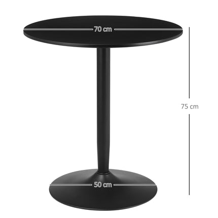 Round Small Dining Table with Steel Base and Non-Slip Pads - Black