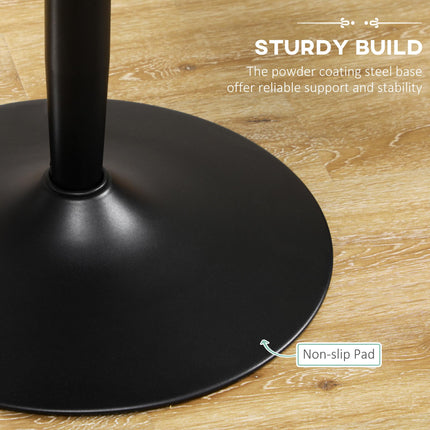 Round Small Dining Table with Steel Base and Non-Slip Pads - Black