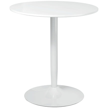Round Small Modern Dining Table with Steel Base and Non-Slip Pads - White
