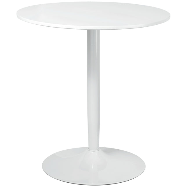 Round Small Modern Dining Table with Steel Base and Non-Slip Pads - White