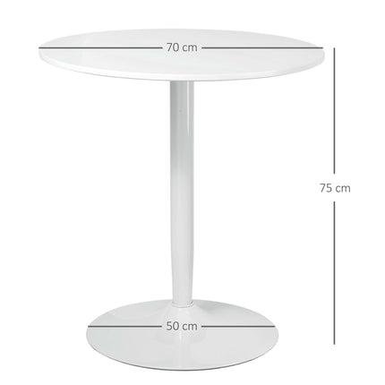 Round Small Modern Dining Table with Steel Base and Non-Slip Pads - White