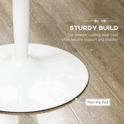 Round Small Modern Dining Table with Steel Base and Non-Slip Pads - White