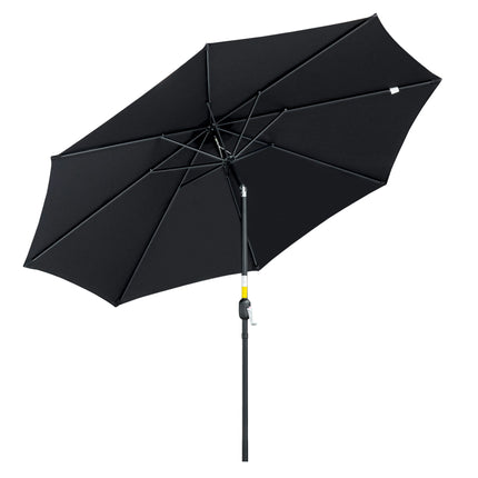 3 Metre Tilting Garden Parasol with Crank Handle and Steel Frame - Black