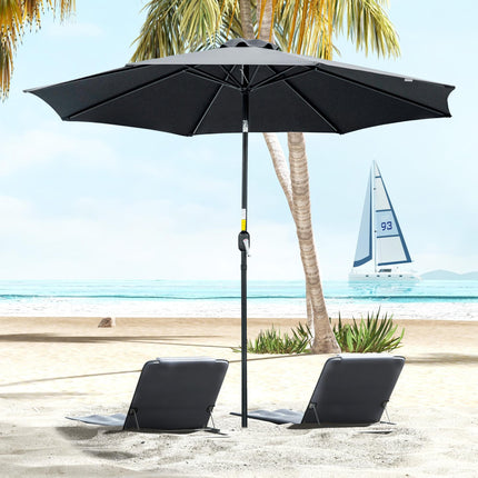 3 Metre Tilting Garden Parasol with Crank Handle and Steel Frame - Black