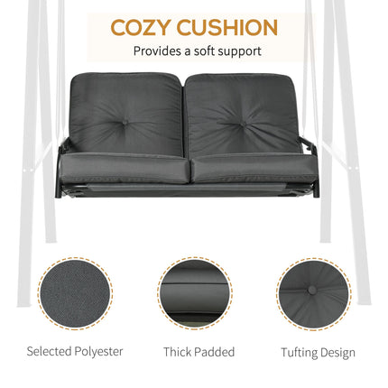 2 Seater Outdoor Garden Swing Chair with Adjustable Canopy and Steel Frame - Grey