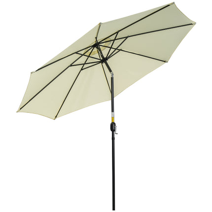 3 Metre Tilting Garden Parasol with Crank Handle and Steel Frame - Beige