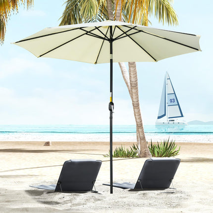3 Metre Tilting Garden Parasol with Crank Handle and Steel Frame - Beige