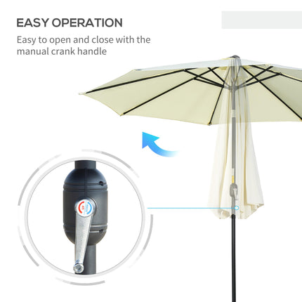 3 Metre Tilting Garden Parasol with Crank Handle and Steel Frame - Beige