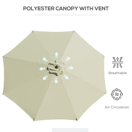 3 Metre Tilting Garden Parasol with Crank Handle and Steel Frame - Beige