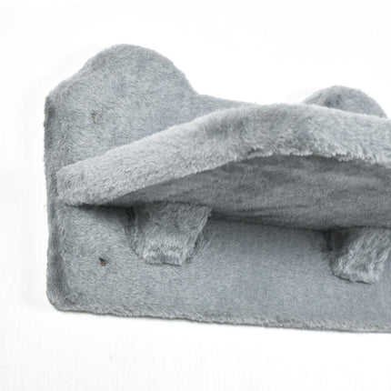 4PC Wall-Mounted Cat Shelves with Scratching Post, Hammock & Nest - Grey and Cream