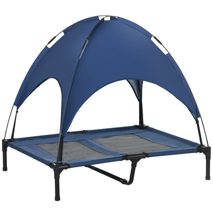 Raised Waterproof Elevated Dog Bed with UV Canopy for Large Dogs 92x76x90cm - Blue