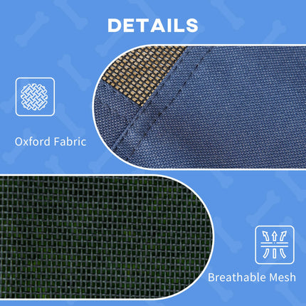 Raised Waterproof Elevated Dog Bed with UV Canopy for Large Dogs 92x76x90cm - Blue