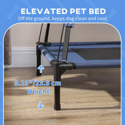 Waterproof Raised Elevated Dog Bed with Breathable Mesh & UV Canopy for XL Dogs 122x92x108cm - Blue