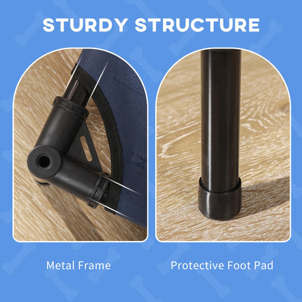 Waterproof Raised Elevated Dog Bed with Breathable Mesh & UV Canopy for XL Dogs 122x92x108cm - Blue