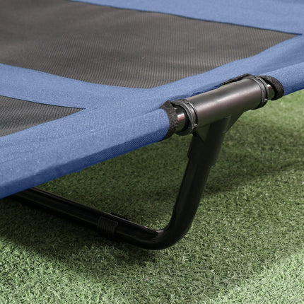 Waterproof Raised Elevated Dog Bed with Breathable Mesh & UV Canopy for XL Dogs 122x92x108cm - Blue