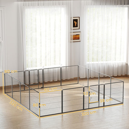 Heavy Duty 16-Panel Puppy Playpen for Small & Medium Dogs - Grey