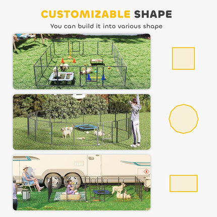 Heavy Duty 16-Panel Puppy Playpen for Small & Medium Dogs - Grey
