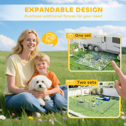 Heavy Duty 16-Panel Puppy Playpen for Small & Medium Dogs - Grey