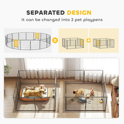 Heavy Duty 16-Panel Puppy Playpen for Small & Medium Dogs - Grey