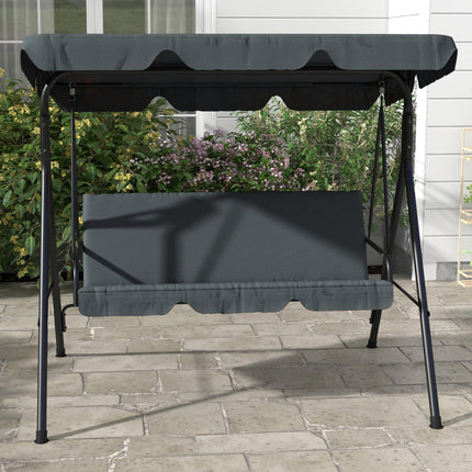 3-Seat Garden Swing Chair with Adjustable Canopy for Patio - Grey