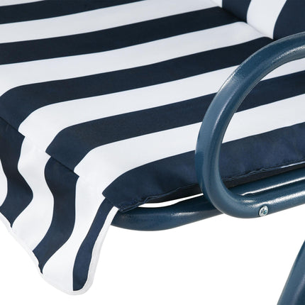 3 Seater Garden Swing Seat Chair with Adjustable Canopy and Metal Frame - Blue Stripes