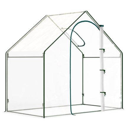 Walk-In PVC Greenhouse with Steel Frame and Zipped Door - White