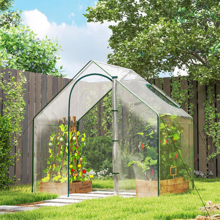 Walk-In PVC Greenhouse with Steel Frame and Zipped Door - White