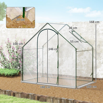 Walk-In PVC Greenhouse with Steel Frame and Zipped Door - White