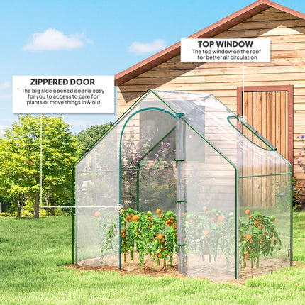 Walk-In PVC Greenhouse with Steel Frame and Zipped Door - White