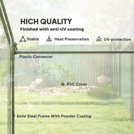 Walk-In PVC Greenhouse with Steel Frame and Zipped Door - White