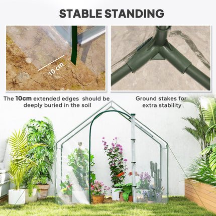 Walk-In PVC Greenhouse with Steel Frame and Zipped Door - White