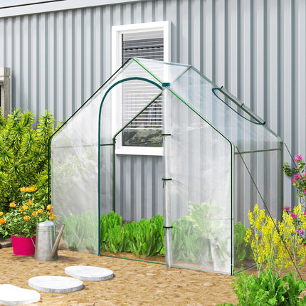 Walk-In PVC Greenhouse with Steel Frame and Zipped Door - White