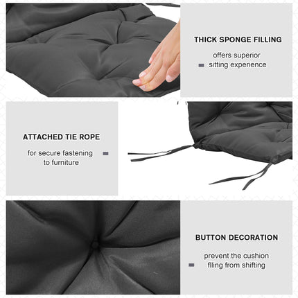 Set of 2 Outdoor Seat Cushions with Backrest, Water Resistant - Grey
