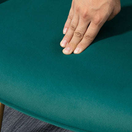 Modern Upholstered Armchair and Footstool Set - Dark Green