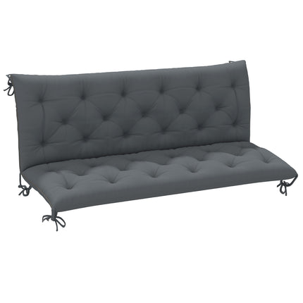 3 Seater Outdoor Bench Cushion with Back Support - Dark Grey