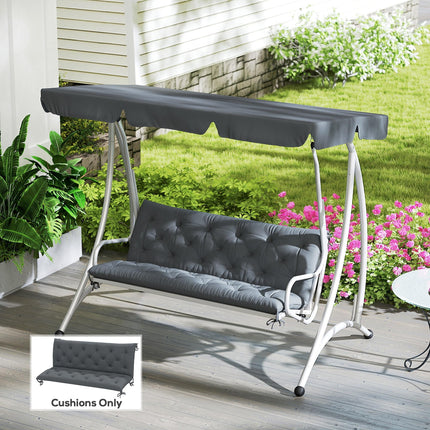 3 Seater Outdoor Bench Cushion with Back Support - Dark Grey
