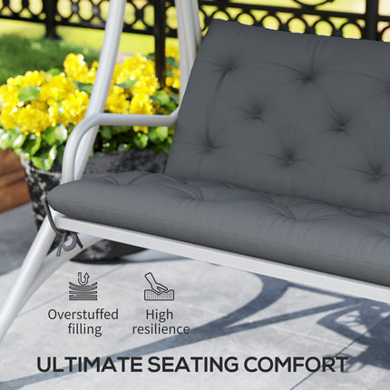 3 Seater Outdoor Bench Cushion with Back Support - Dark Grey